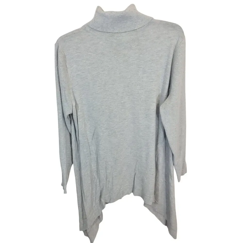 Chico's Gray Featherweight Knit Turtleneck Pullover Tunic Sweater Size 2 = Large